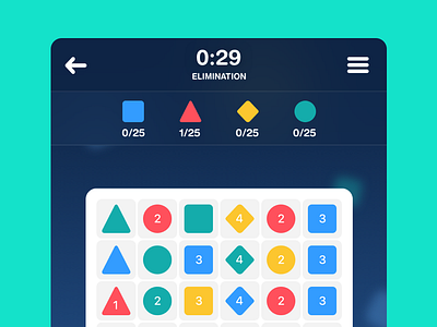 Game screen in Progress area blocks blue circe game green ios mobile square triangle