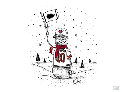 Kansas City Snowman chiefs christmas illustration kansas city kc snow snowflake snowman