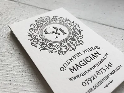 Quentin Milne Business Cards classic craft decorative design handdrawn lettering logo monogram retro typography vintage