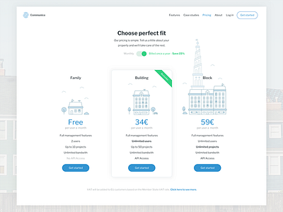 Pricing page blue buildings city freemium illustration landing pricing ui ux web