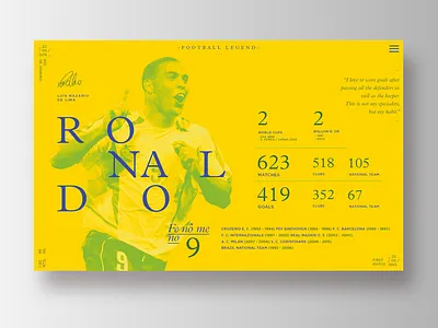 Football Legends _ Ronaldo app brazil data digital football infographic landing ronaldo soccer sport ui web