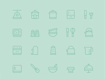 Kitchen Tools bowls fork fridge icons kitchen icons knife microwave outline outline kitchen icons oven toaster