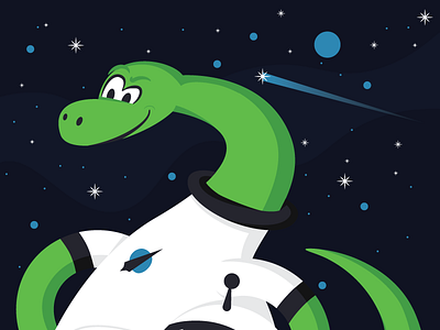 Getting ready for launch bronto character design dinosaur green illustration space space suit vector