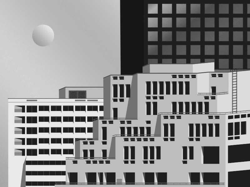 austin landscape illustration minimalism shadows