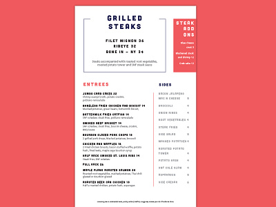 New Menu for SNF american food casino hotel menu print restaurant
