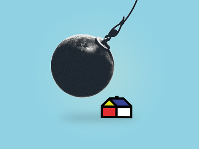 Huelga conceptual editorial illustration sodimac strike wrecking ball