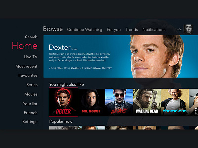 TV Interface app concept interface movies online series site tv ui ux web