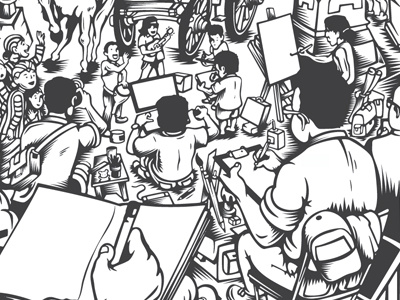 Yogyakarta Culture black crowd drawing illustration inspiration people sketch