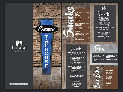Dacey S Taphouse Menu beer food menu print restaurant taphouse