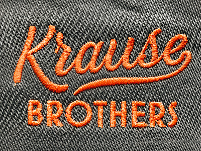 Krause Brothers branding fruit handwritten layout leaves lock logo orange script texture thick up