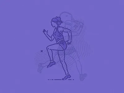 Lift and Lob athlete character colour and lines icon illustration line symbol tennis thumbprint train woman