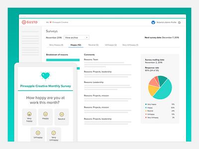 Gusto Survey data visualization employees happinesss surveys ui