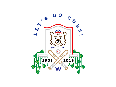 Word Series Champions 2016 (color) baseball chicago chicago cubs cubs graphic icon illustration logo minimal mlb world series