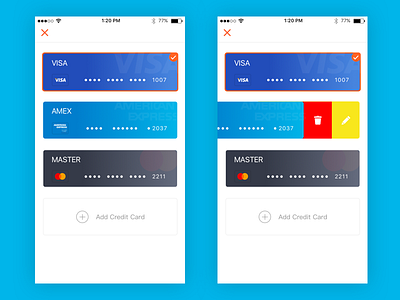 Credit Card Payment Method amex card creditcard graphic minimal pay payment ui uiux visa