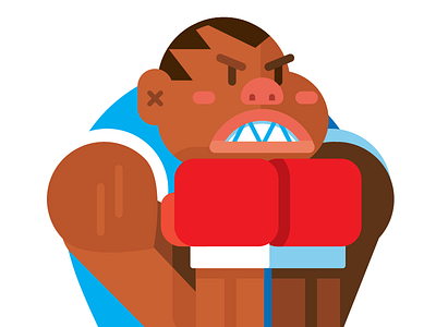 Balrog angry blue box cute fan art geometric loco red street fighter vector