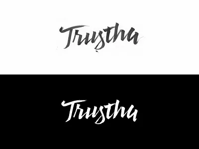Trustha branding brush calligraphy identity lettering logo mark sketch type typography
