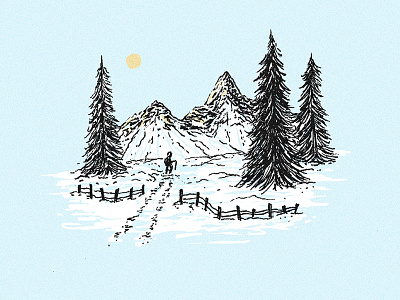 Solo Expedition drawing hand drawn illustration landscape mountains outdoors pines sketch snow winter