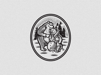 Best Friends bear christmas coffee illustration love retro snow snowman vintage winter