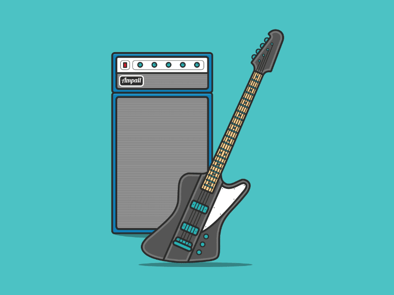 Animated Interactive Bass Guitar And Amp 🎸 amp amplifier bass bass guitar codepen guitar instrument music musical instrument vector