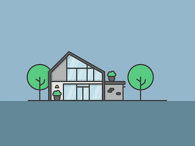 House -1- architecture house modern tree