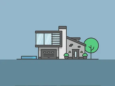 House -2- architecture garage house modern pool tree