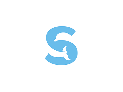 Sea brand dolphin fish icon identity logo negative ocean sea space wildlife