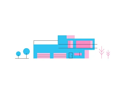 House #4 architecture building house minimal retro vector