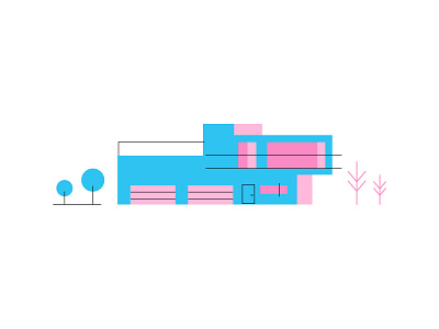 House #4 architecture building house minimal retro vector