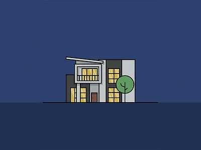 House -4- architecture house modern night tree