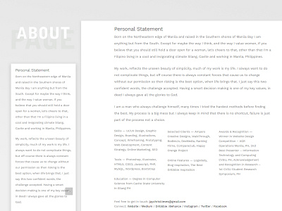 About Page - Jaychrist Teves artist creative designer identity logo philippines ui ux web