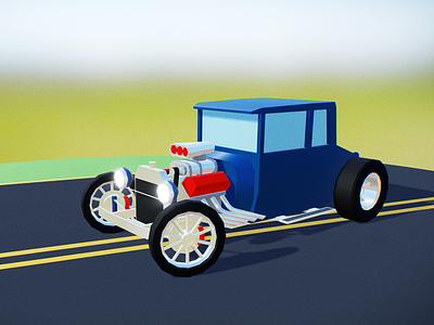 Lowpoly hotrod 3d blender clean design flat lowpoly modeling oldtimer racecar road vintage