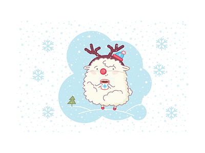 Christmas Sheep christmas color emoji flat holiday illustration sheep sleep smile snow winter