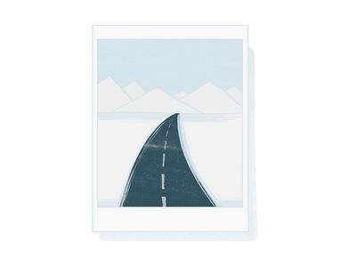 Winter illustration mountains road snow winter