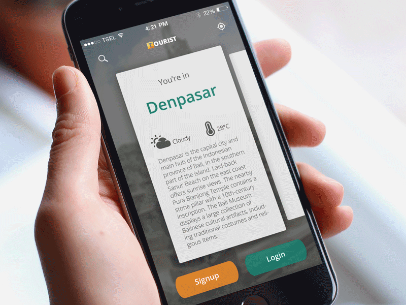 Tourist App | Login app mobile travel ui ux
