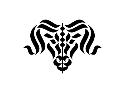 Ram animal calligraphy lion logo