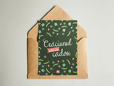 Christmas Card branches card christmas gift green holidays invitation pattern snowflakes tree