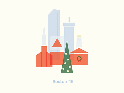 2016 Holiday Card boston card holiday illustration print