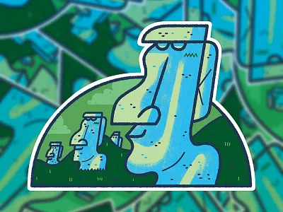 Easter Island Sticker andrew kolb easter island head illustration kolbisneat slaptastick travel