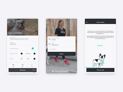 Dog walking app app dog interface mobile ui