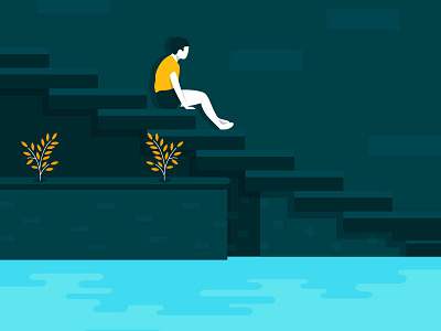 Relaxing - 02 adobe illustrator calm flat graphic design illustration italy man relax sky stairs studio pinus