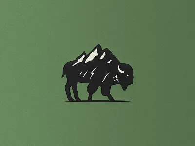 Teton Bison animal bison buffalo logo mountain