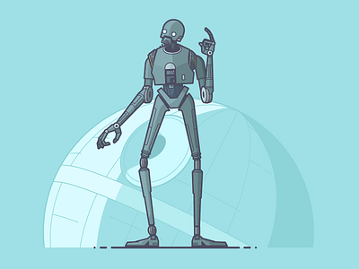 K-2SO death star droid illustration k2so line art rogue one snark star wars