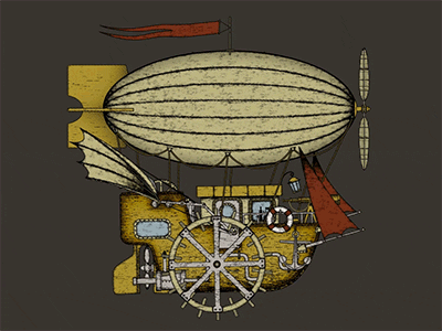 Steampunk Airship animation gif motion steampunk yin