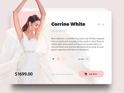 Corrine White buy cart clean dress pink shop ui ux web wedding white