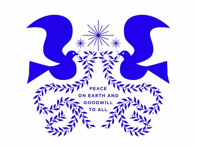 Peace On Earth animal bird card christmas december dove holiday illustration leaf nature peace star