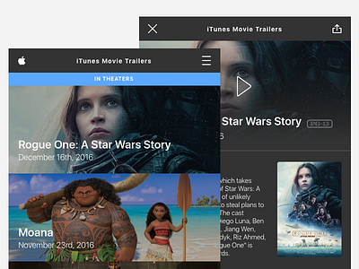 iTunes Movie Trailers App app apple cinema design mobile movie streaming theater ui ux video player