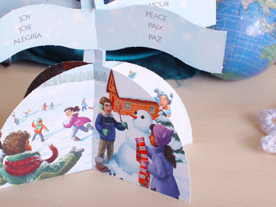 World Vision Christmas Card - Snowy Day 3d charity children craft digital painting diverse illustration kids painting paper snow winter
