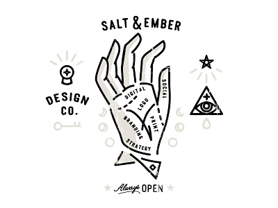 Salt And Ember branding illustration logo minimal