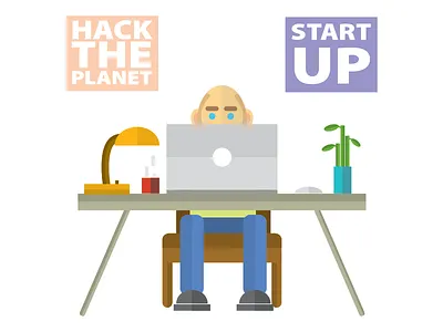 Desk Shot 2d clean design desk flat illustration selfie startup