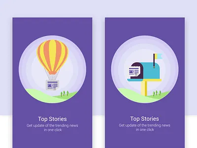 Onboarding flow (exploring) - News App cash gift illustration mail mailbox minimal news onboarding story ui ux wallet
